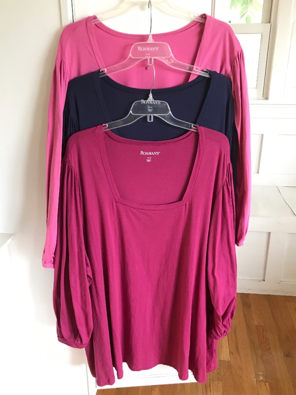 ROAMANS Cotton Tunic Long Sleeve Square Neck Pink Women’s Plus Size 4X
